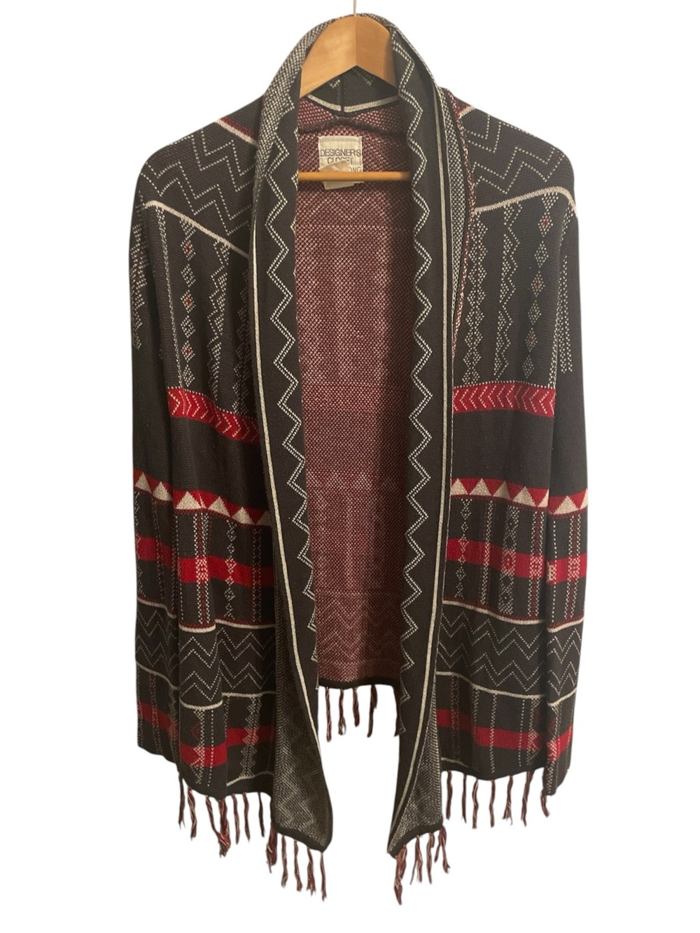 I3- Designers Closet by Billabong Aztec Knit Shawl Cardigan Small Sm S
